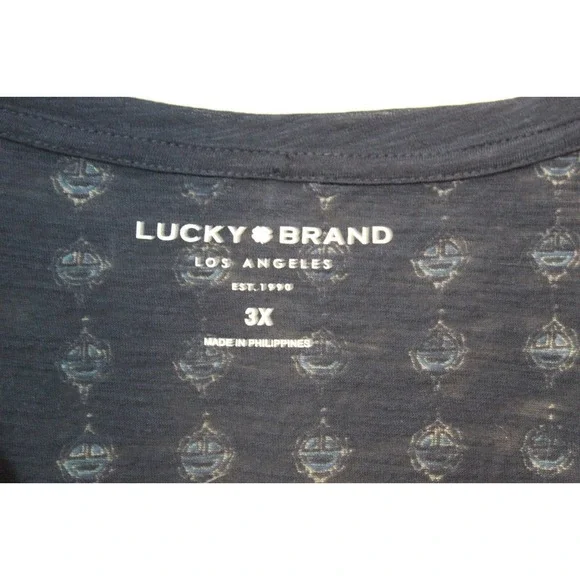 Lucky Brand Persian Carpet Tee Short Sleeve Top Navy Women's Size 3X H14384 - Picture 6 of 9